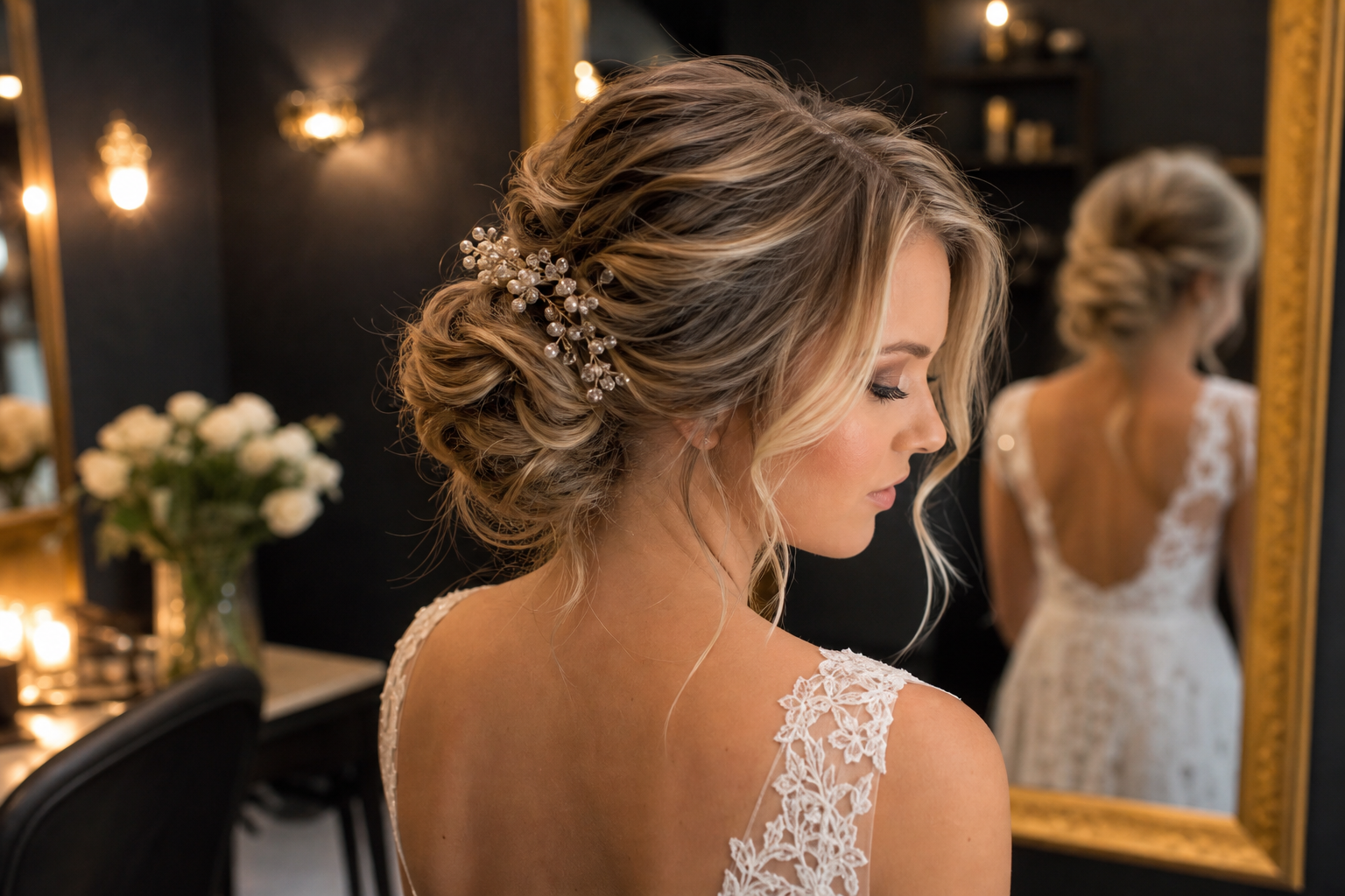 Bridal updos and wedding-day styling
