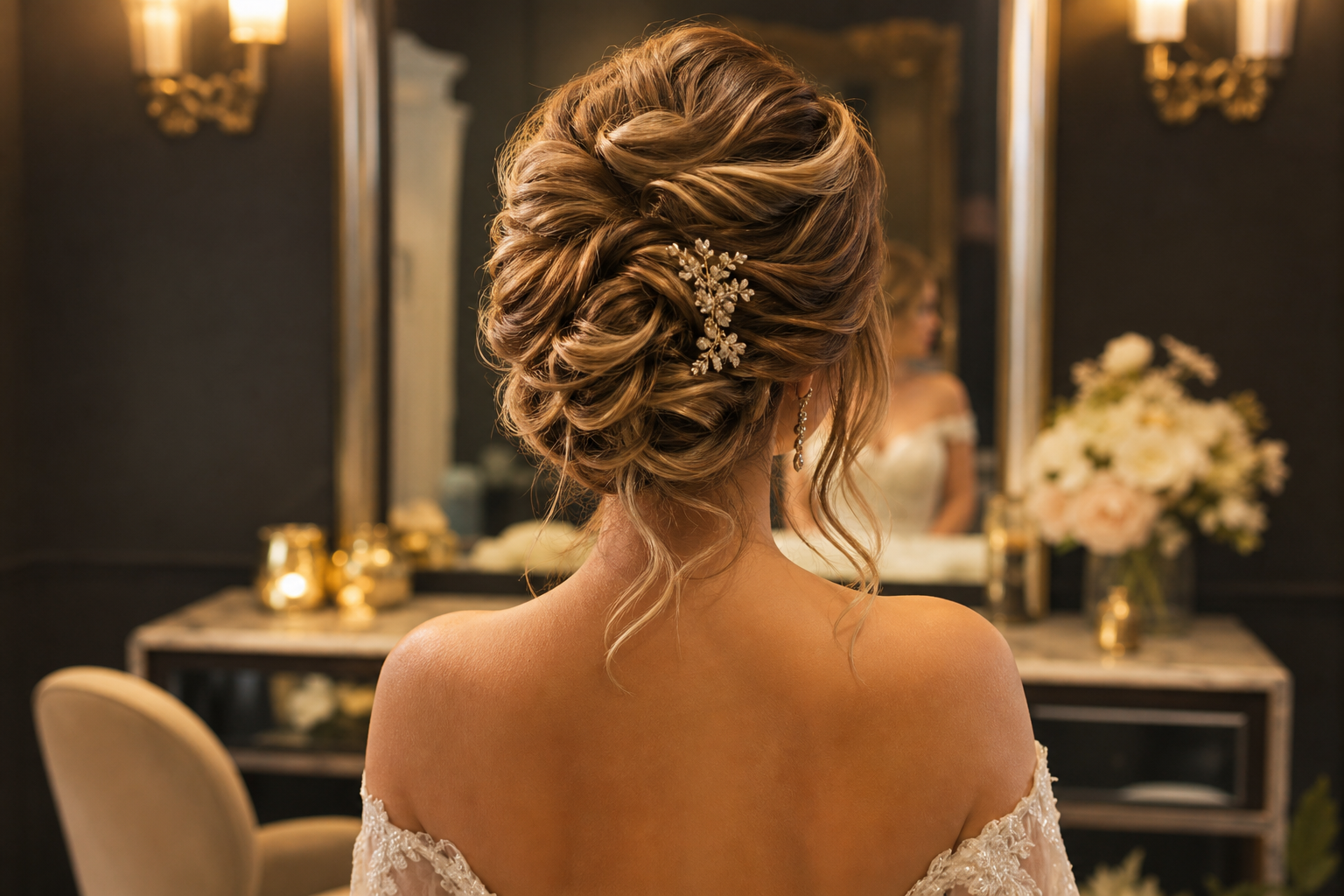 Bridal updo styling at Blunt Front Hair Studio